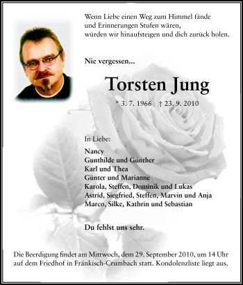 Traueranzeige von Torsten Jung von Odenwälder Echo