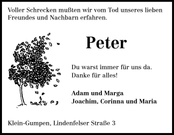 Traueranzeige von Peter Leiter von Odenwälder Echo