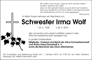 Traueranzeige von irma Wolf von Echo-Zeitungen (Gesamtausgabe)