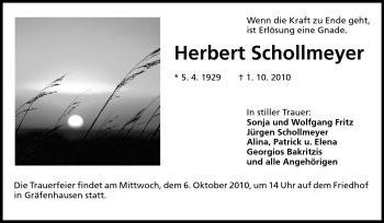 Traueranzeige von Herbert Schollmeyer von Rüsselsheimer Echo, Groß-Gerauer-Echo, Ried Echo