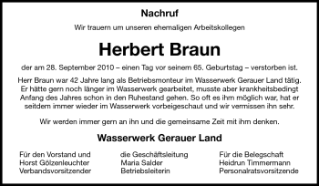 Traueranzeige von Herbert Braun von Rüsselsheimer Echo, Groß-Gerauer-Echo, Ried Echo