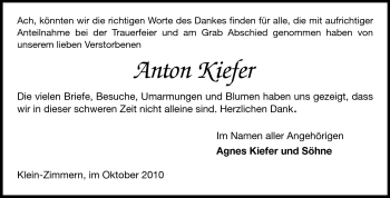 Traueranzeige von Anton Kiefer von Echo-Zeitungen (Gesamtausgabe)