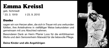 Traueranzeige von Emma Kreissl von Odenwälder Echo