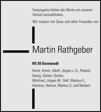 Traueranzeige von Martin Rathgeber von Echo-Zeitungen (Gesamtausgabe)