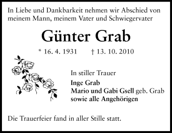 Traueranzeige von Günter Grab von Darmstädter Echo, Odenwälder Echo, Rüsselsheimer Echo, Groß-Gerauer-Echo, Ried Echo
