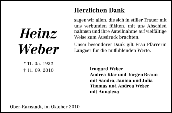 Traueranzeige von Heinz Weber von Echo-Zeitungen (Gesamtausgabe)