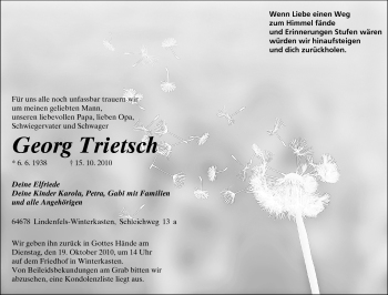 Traueranzeige von Georg Trietsch von Odenwälder Echo