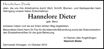 Traueranzeige von Hannelore Dieter von Echo-Zeitungen (Gesamtausgabe)