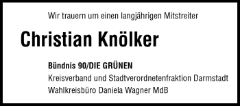 Traueranzeige von Christian Knölker von Darmstädter Echo, Odenwälder Echo, Rüsselsheimer Echo, Groß-Gerauer-Echo, Ried Echo