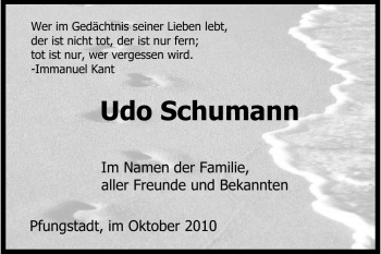 Traueranzeige von Udo Schumann von Echo-Zeitungen (Gesamtausgabe)