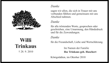 Traueranzeige von Willi Trinkaus von Rüsselsheimer Echo, Groß-Gerauer-Echo, Ried Echo