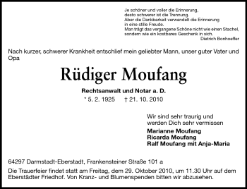 Traueranzeige von Rüdiger Moufang von Echo-Zeitungen (Gesamtausgabe)
