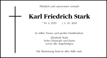 Traueranzeige von Karl FRiedrich Stark von Rüsselsheimer Echo, Groß-Gerauer-Echo, Ried Echo