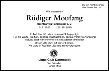 Traueranzeige von Rüdiger Moufang von Echo-Zeitungen (Gesamtausgabe)