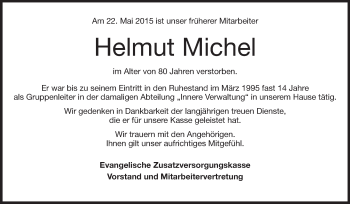 Traueranzeige von Helmut Michel von Echo-Zeitungen (Gesamtausgabe)