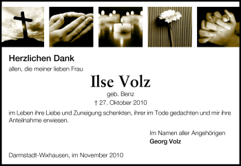 Traueranzeige von Ilse Volz von Echo-Zeitungen (Gesamtausgabe)