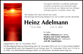 Traueranzeige von Heinz Adelmann von Starkenburger Echo