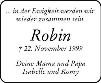 Traueranzeige von Robin - von Odenwälder Echo