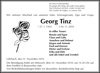 Traueranzeige von Georg Tinz von Starkenburger Echo