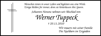 Traueranzeige von Werner Tuppeck von Rüsselsheimer Echo, Groß-Gerauer-Echo, Ried Echo