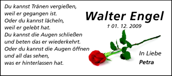 Traueranzeige von Walter Engel von Darmstädter Echo, Odenwälder Echo, Rüsselsheimer Echo, Groß-Gerauer-Echo, Ried Echo