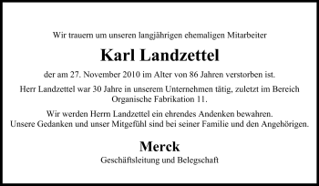 Traueranzeige von Karl Landzettel von Echo-Zeitungen (Gesamtausgabe)