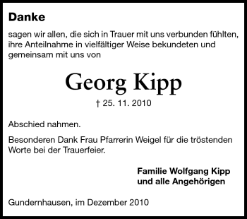 Traueranzeige von Georg Kipp von Darmstädter Echo, Odenwälder Echo, Rüsselsheimer Echo, Groß-Gerauer-Echo, Ried Echo