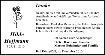 Traueranzeige von Hilde Hoffmann von Odenwälder Echo