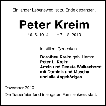 Traueranzeige von Peter Kreim von Rüsselsheimer Echo, Groß-Gerauer-Echo, Ried Echo