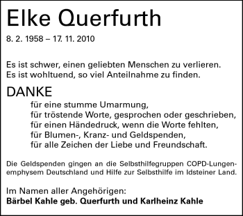 Traueranzeige von Elke Querfurth von Rüsselsheimer Echo, Groß-Gerauer-Echo, Ried Echo