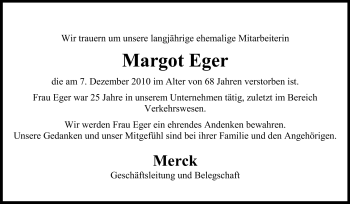 Traueranzeige von Margot Eger von Echo-Zeitungen (Gesamtausgabe)