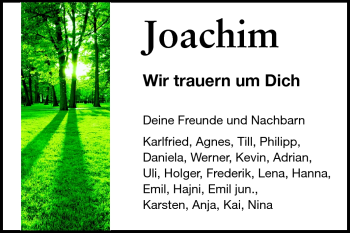 Traueranzeige von Joachim - von Darmstädter Echo, Odenwälder Echo, Rüsselsheimer Echo, Groß-Gerauer-Echo, Ried Echo