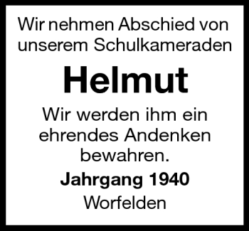 Traueranzeige von Helmut Schöneberger von Rüsselsheimer Echo, Groß-Gerauer-Echo, Ried Echo