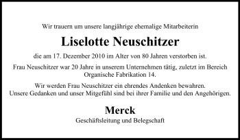 Traueranzeige von Liselotte Neuschnitzer von Darmstädter Echo, Odenwälder Echo, Rüsselsheimer Echo, Groß-Gerauer-Echo, Ried Echo Traueranzeige von Liselotte Neuschnitzer von Darmstädter Echo, Odenwälder Echo, Rüsselsheimer Echo, Groß-Gerauer-Echo, Ried Echo
