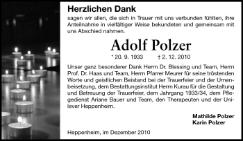 Traueranzeige von Adolf Polzer von Starkenburger Echo