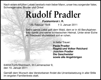 Traueranzeige von Rudolf Pradler von Starkenburger Echo