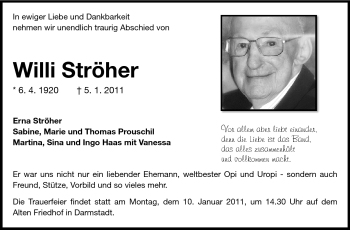 Traueranzeige von Willi Ströher von Darmstädter Echo, Odenwälder Echo, Rüsselsheimer Echo, Groß-Gerauer-Echo, Ried Echo