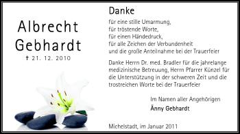 Traueranzeige von Albrecht Gebhardt von Odenwälder Echo