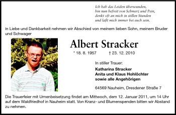 Traueranzeige von Albert Stracker von Rüsselsheimer Echo, Groß-Gerauer-Echo, Ried Echo