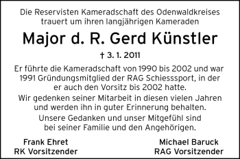 Traueranzeige von Gerd Künstler von Odenwälder Echo