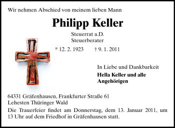 Traueranzeige von Philipp Keller von Echo-Zeitungen (Gesamtausgabe)