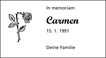 Traueranzeige von Carmen - von Rüsselsheimer Echo, Groß-Gerauer-Echo, Ried Echo