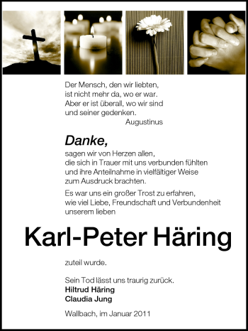 Traueranzeige von Karl-Peter Häring von Odenwälder Echo