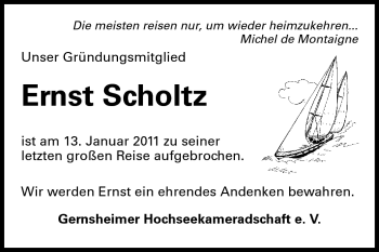 Traueranzeige von Ernst Scholtz von Echo-Zeitungen (Gesamtausgabe)
