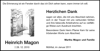 Traueranzeige von Heinrich Magon von Darmstädter Echo, Odenwälder Echo, Rüsselsheimer Echo, Groß-Gerauer-Echo, Ried Echo