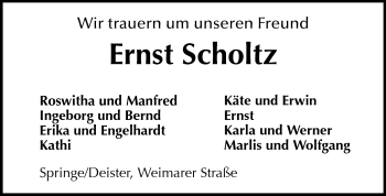 Traueranzeige von Ernst Scholtz von Rüsselsheimer Echo, Groß-Gerauer-Echo, Ried Echo