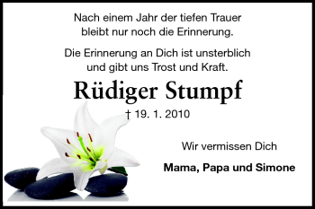 Traueranzeige von Rüdiger Stumpf von Darmstädter Echo, Odenwälder Echo, Rüsselsheimer Echo, Groß-Gerauer-Echo, Ried Echo