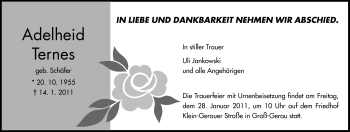 Traueranzeige von Adelheid Ternes von Rüsselsheimer Echo, Groß-Gerauer-Echo, Ried Echo