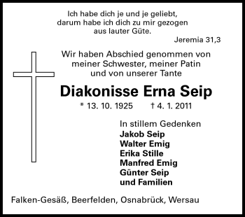 Traueranzeige von Erna Seip von Odenwälder Echo