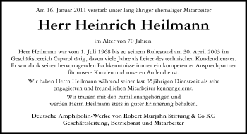 Traueranzeige von Heinrich Heilmann von Echo-Zeitungen (Gesamtausgabe)
